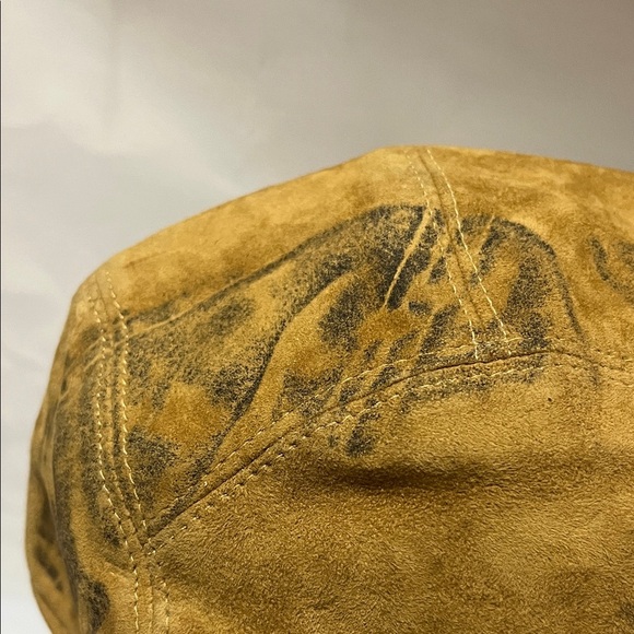 Vintage Tan Suede Designer Cap with Black Accents Made in Italy Sz L main image 4